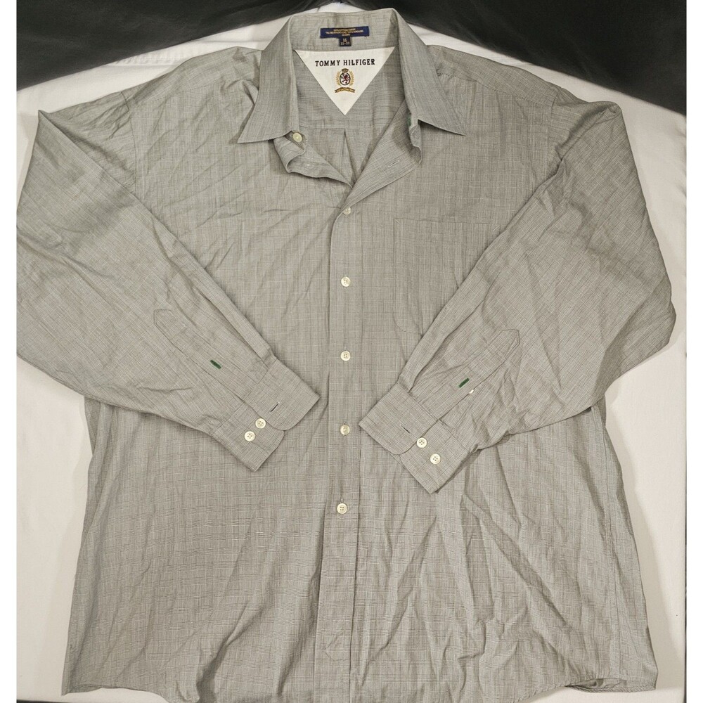 Mens Tommy Hilfiger Shirt Long Sleeve Size 16 32-33 Gray